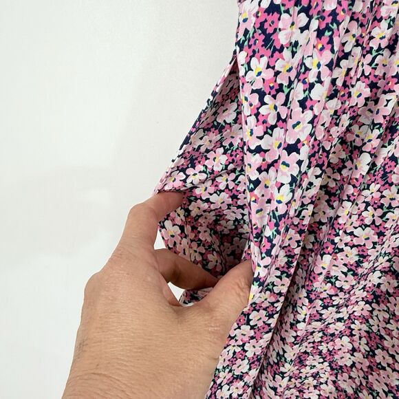 Lands' End Pink Floral Knit Short Sleeve Fit Flare Dress Womens Sz Large‎ 14 16 - Picture 6 of 7